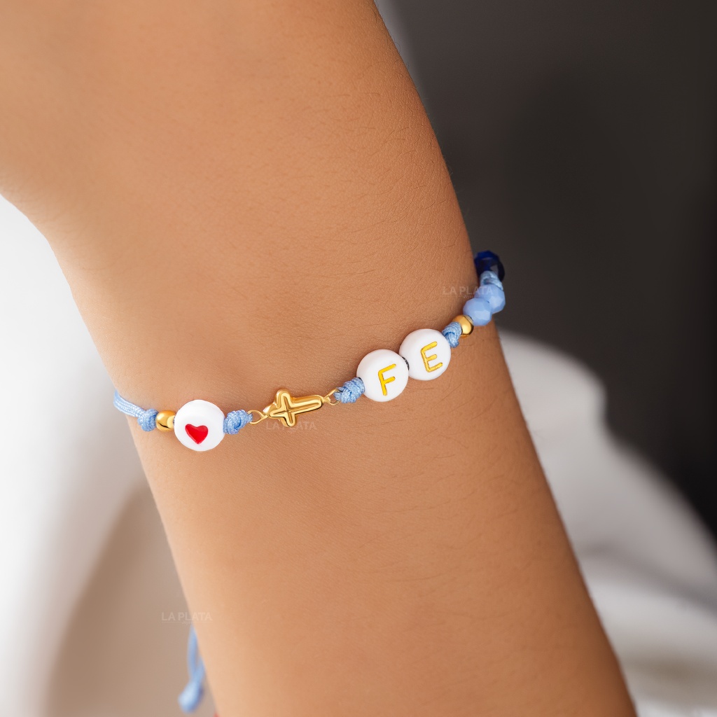 PULSERA CRUZ CON BALINES