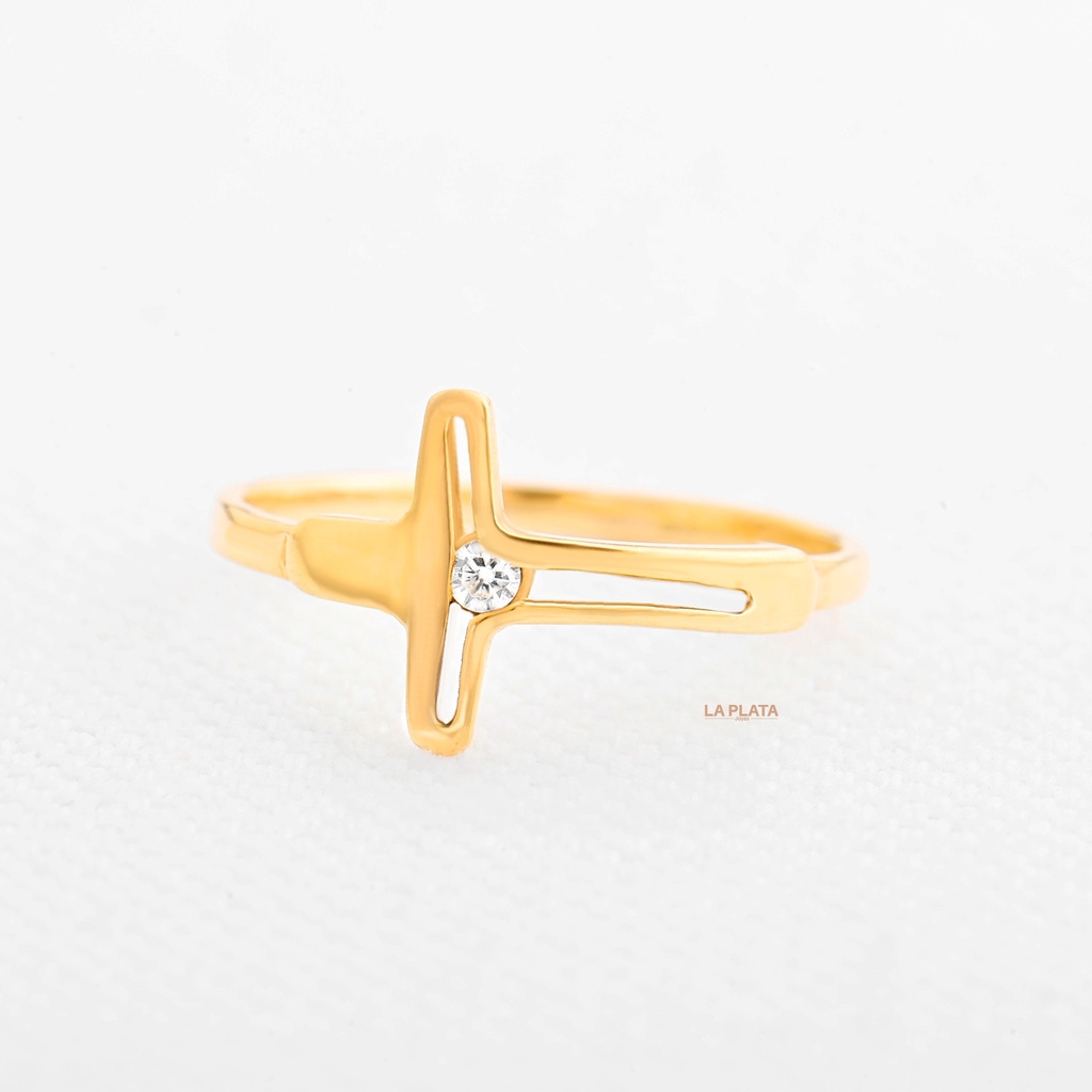 ANILLO CRUZ LISA Y CIRCONADA 