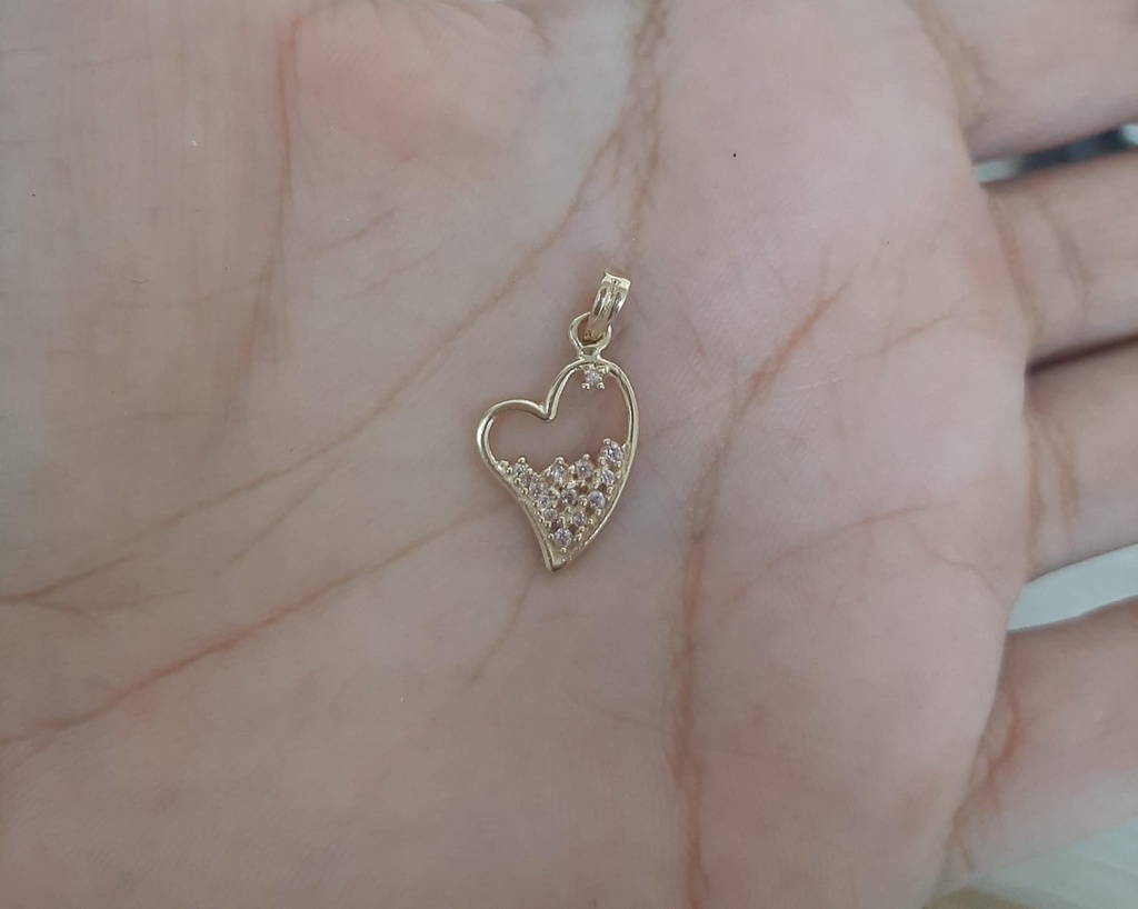 DIJE CORAZON CIRCONADO CORAL