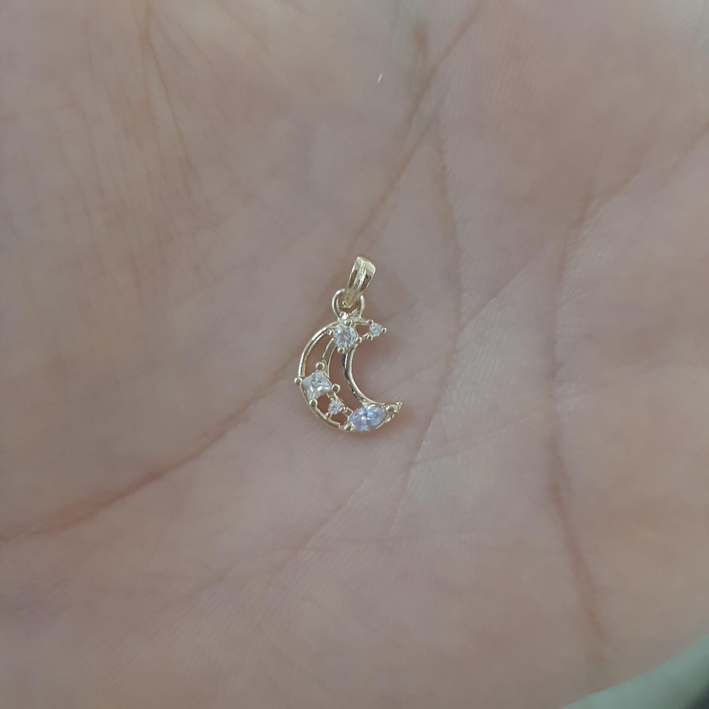 DIJE LUNA HUECA CON CIRCON 