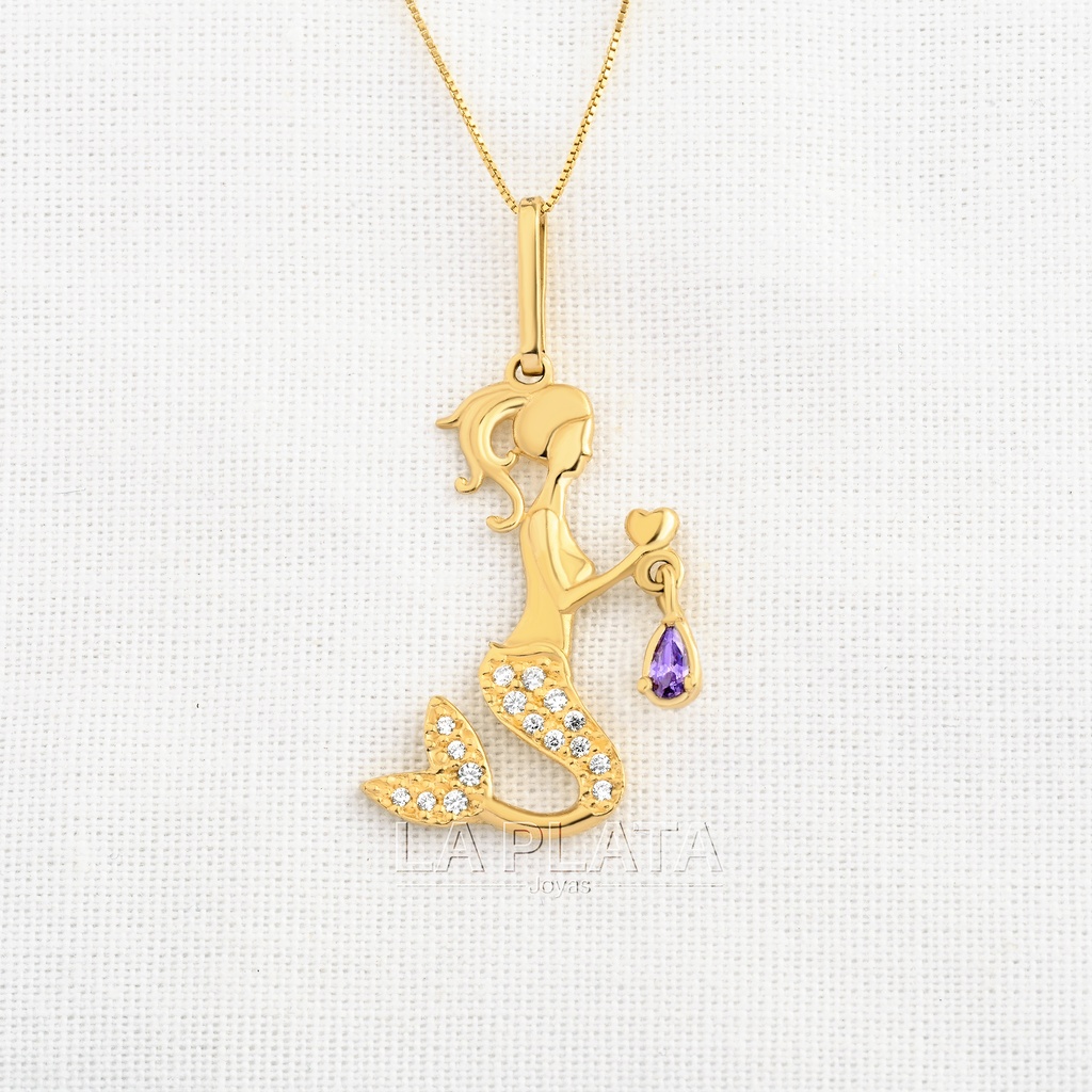 DIJE SIRENA ORO AMARILLO CIRCONADO 