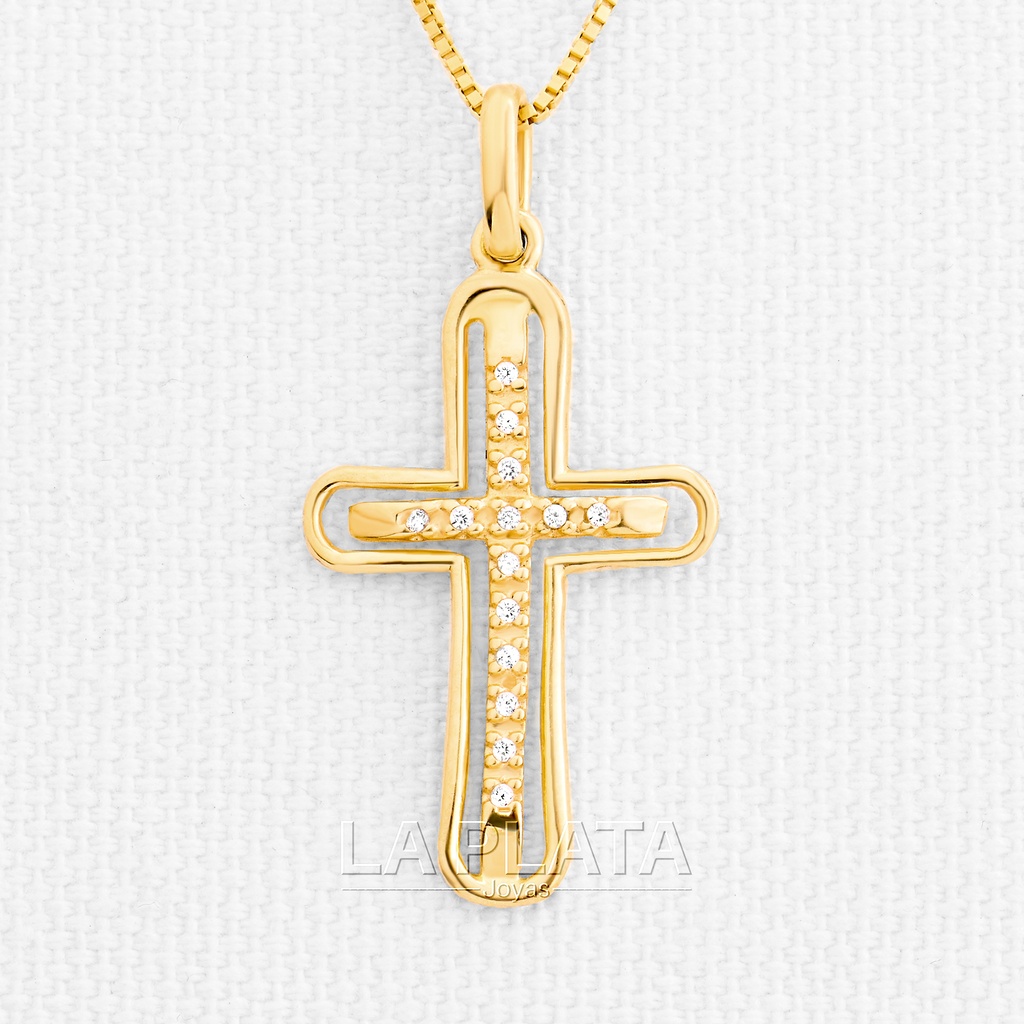 DIJE CRUZ HUECA CIRCONADA 