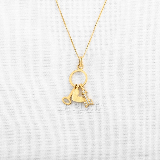 [DN999] DIJE CORAZON LLAVE Y FLECHA