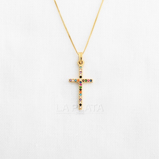 [DN937] DIJE CRUZ CIRCONADA COLORES