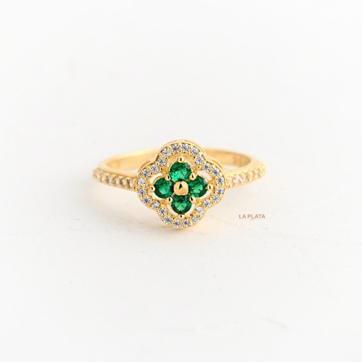 [AN1386] ANILLO TREBOL CIRCONADO