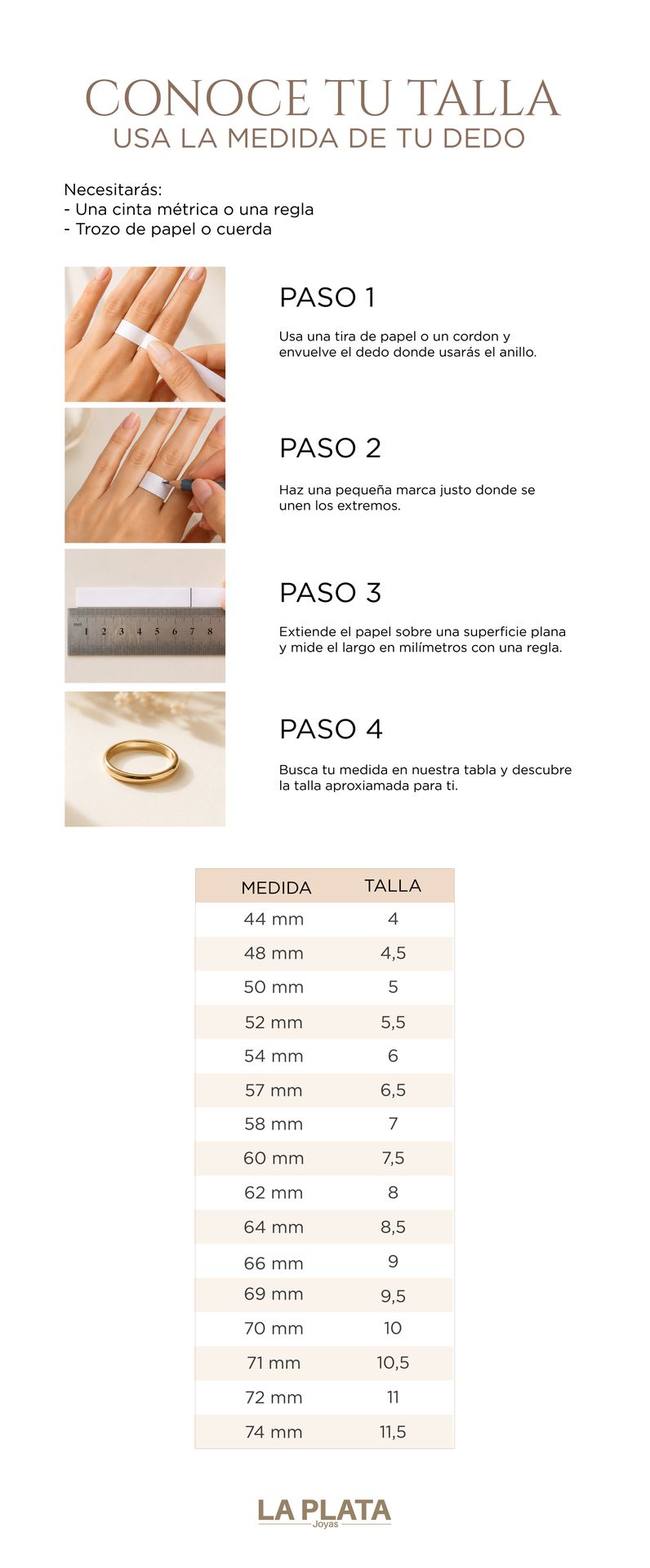 Guía de talla de anillos