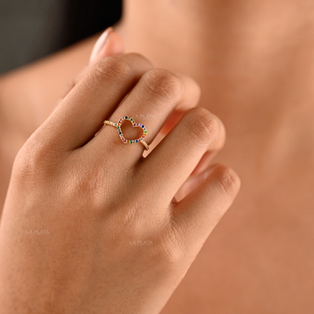 ANILLO CORAZON CIRCONADO