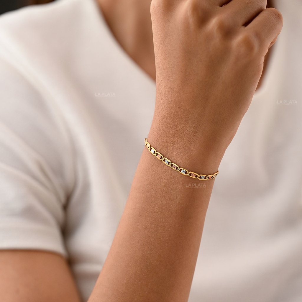 PULSERA ITALIANA TEJIDO PLANA 3 OROS