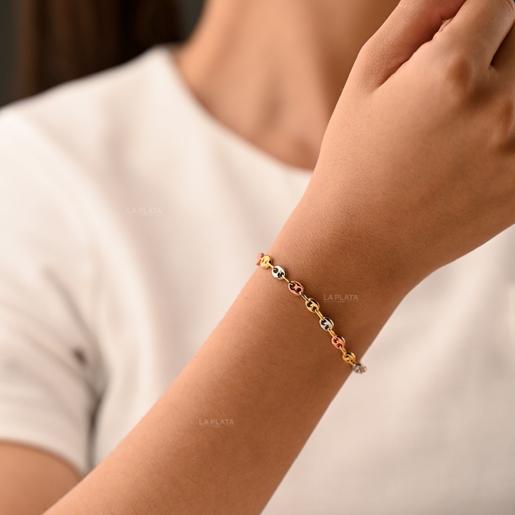 PULSERA ESLABON TRES OROS