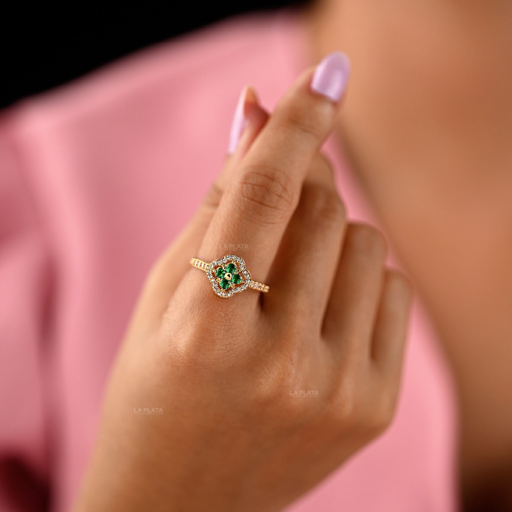 ANILLO TREBOL CIRCONADO