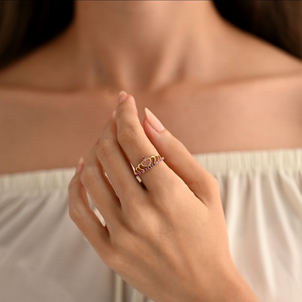 ANILLO 15 CORONA ROSA CELESTE