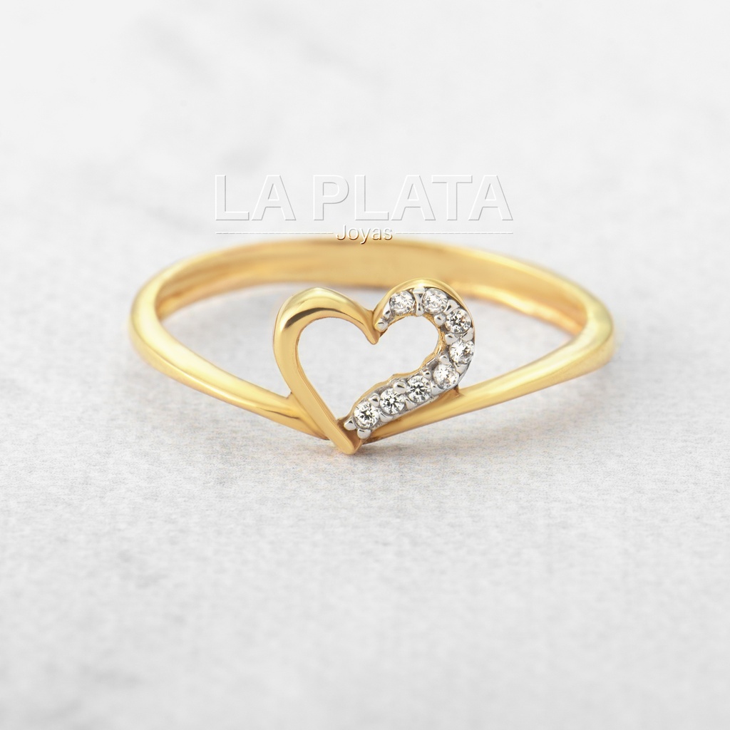 ANILLO CORAZON LISO CON CIRCON 