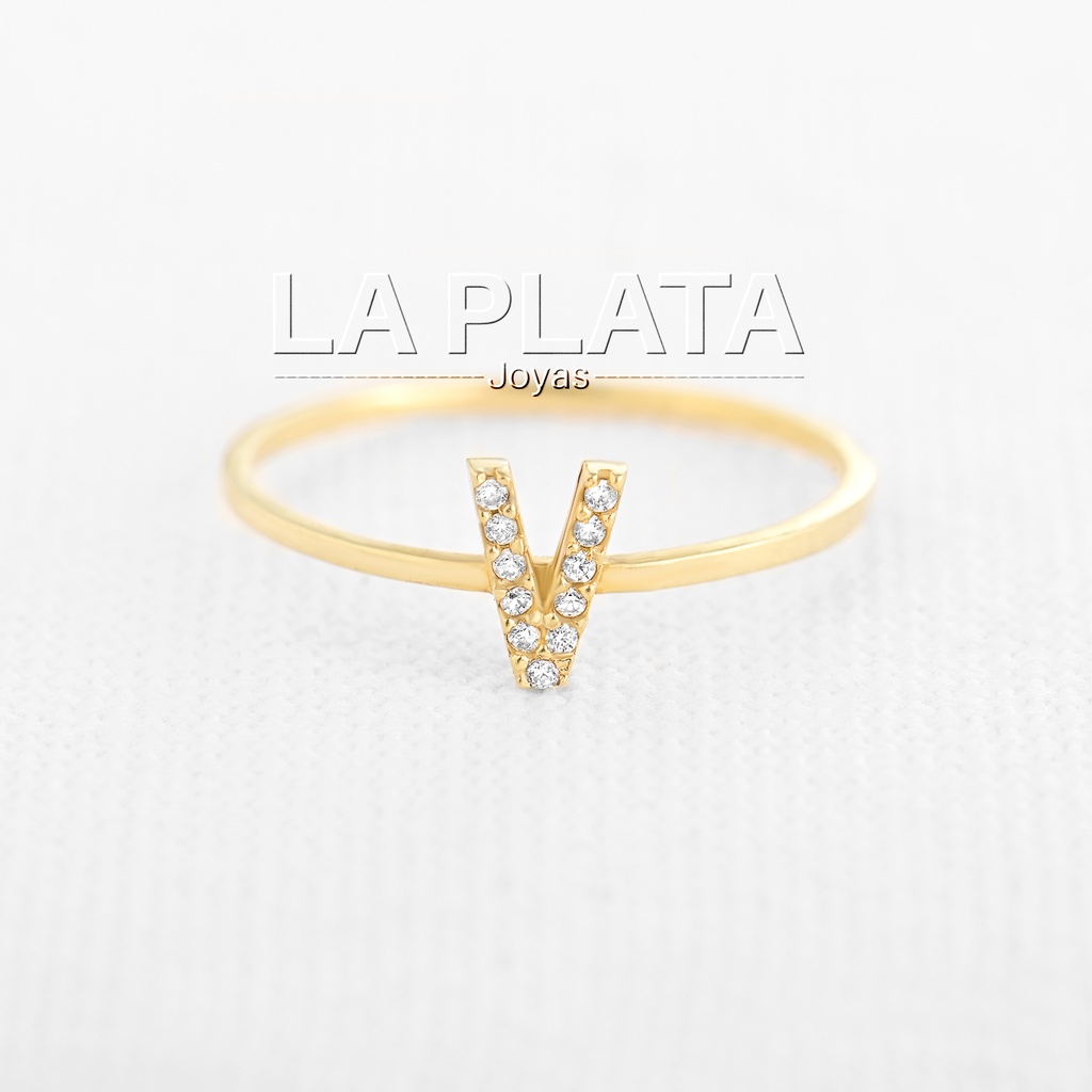 ANILLO LETRA CIRCONADA V