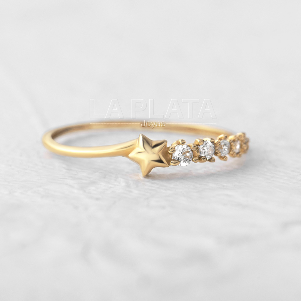 ANILLO ESTRELLAS LISOS CON CIRCONES