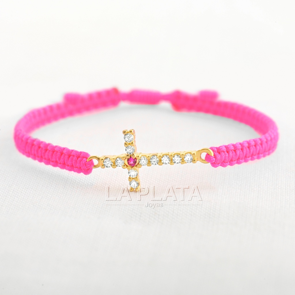 PULSERA CRUZ CIRCONADA MEDIANA 