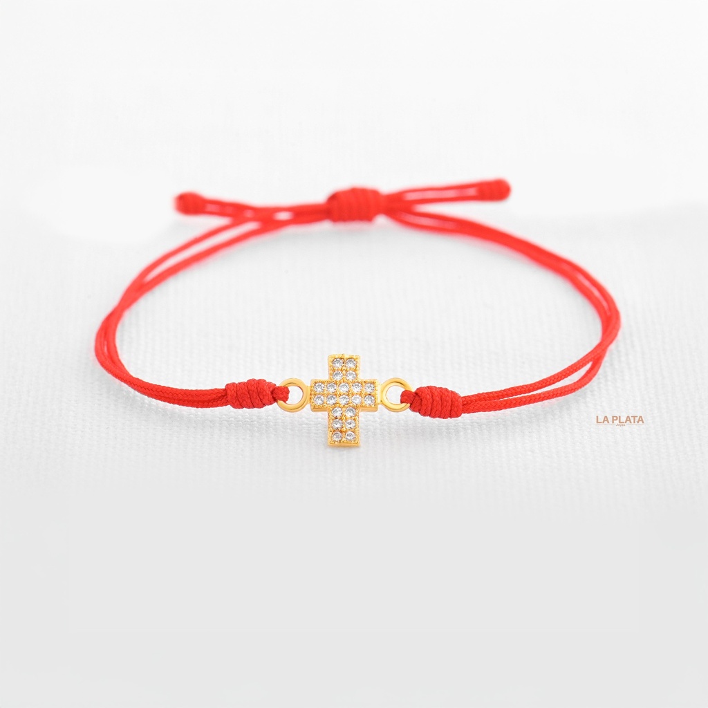 PULSERA CRUZ CIRCONADA PEQUEÑA GRUESA