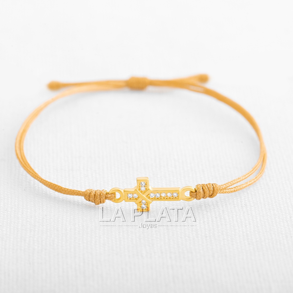 PULSERA CRUZ CIRCONADA CON SIMBOLO 