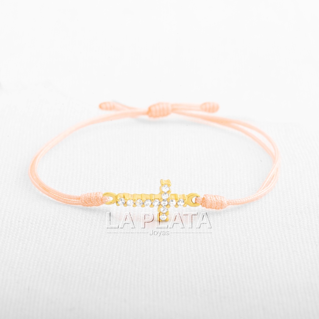 PULSERA CRUZ CIRCONADA GRUESA