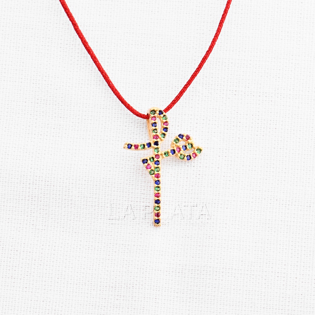 PULSERA/DIJE FE CURVA CIRCONES DE COLORES