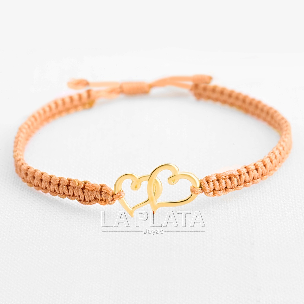 PULSERA  DOBLE CORAZÓN CURVO SIX