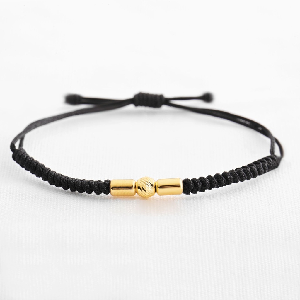 PULSERA DE HILO CON CILINDRO Y BALIN DIAMANTADO