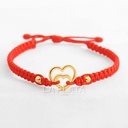 PULSERA DE HILO ENTRE CORAZONES CON BALINES