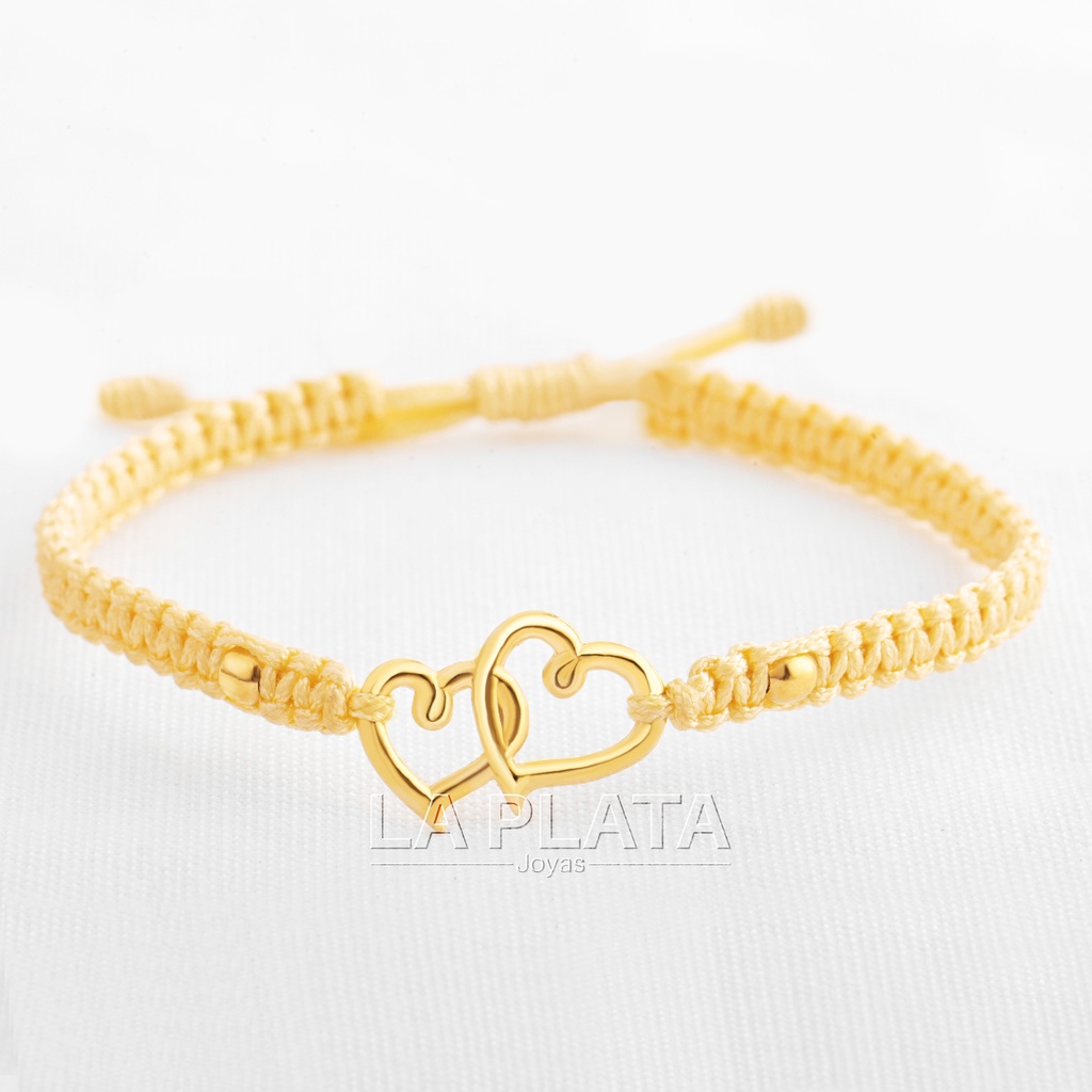 PULSERA DE HILO DOBLE CORAZÓN