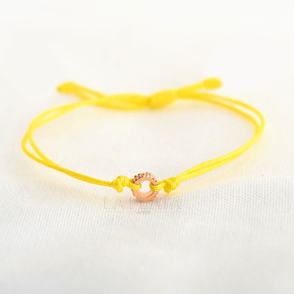PULSERA C8IRCULO CON GRAVADO ORO ROSA