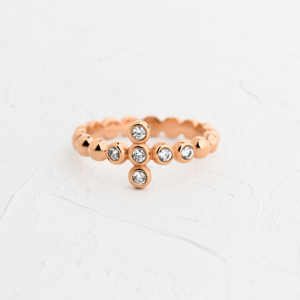 ANILLO CIRCÓN CRUZ ORO ROSA
