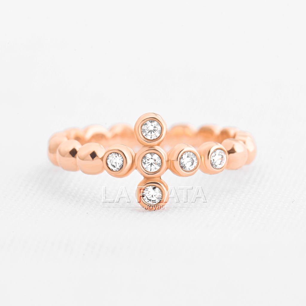 ANILLO CIRCÓN CRUZ ORO ROSA