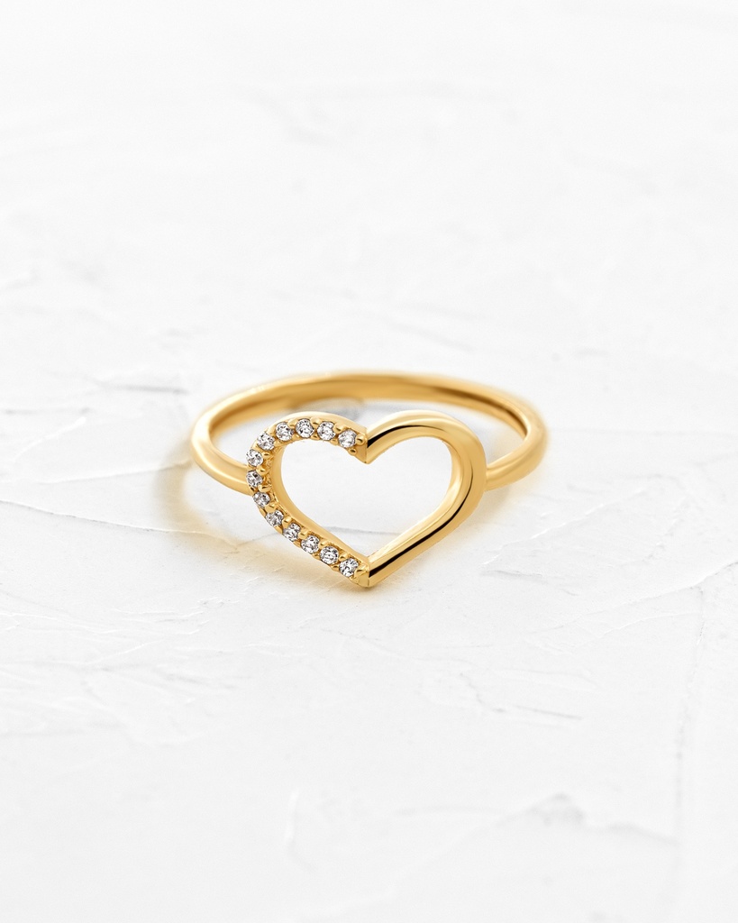 ANILLO CORAZÓN MITAD CIRCONADO