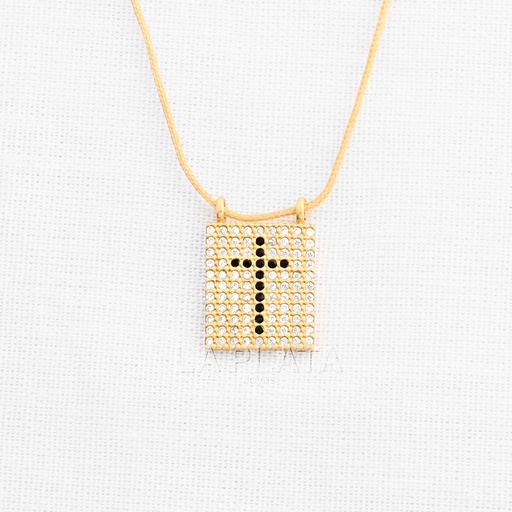 PULSERA/DIJE PLACA CON CRUZ CIRCONADA