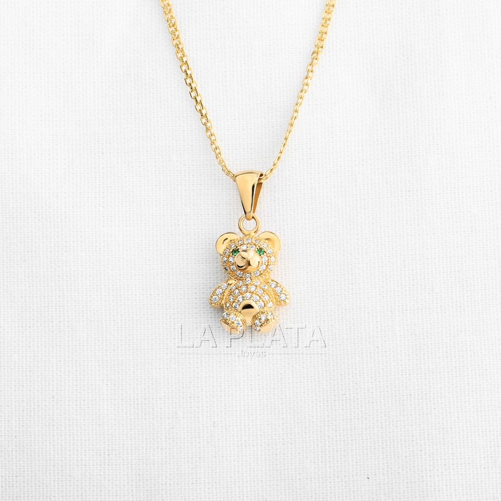 DIJE OSO CIRCONADO OJOS VERDES