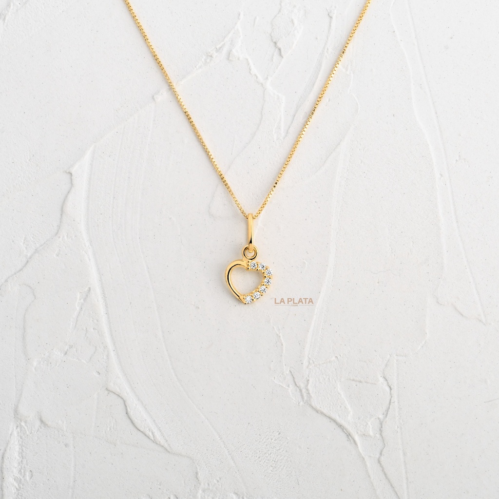 DIJE CORAZON MITAD LISO MITAD CIRCONADO