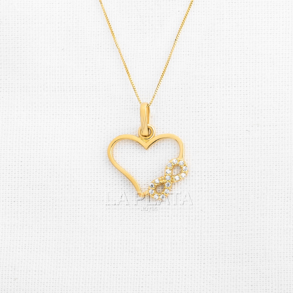 DIJE CORAZON CON INFINITO CIRCONADO