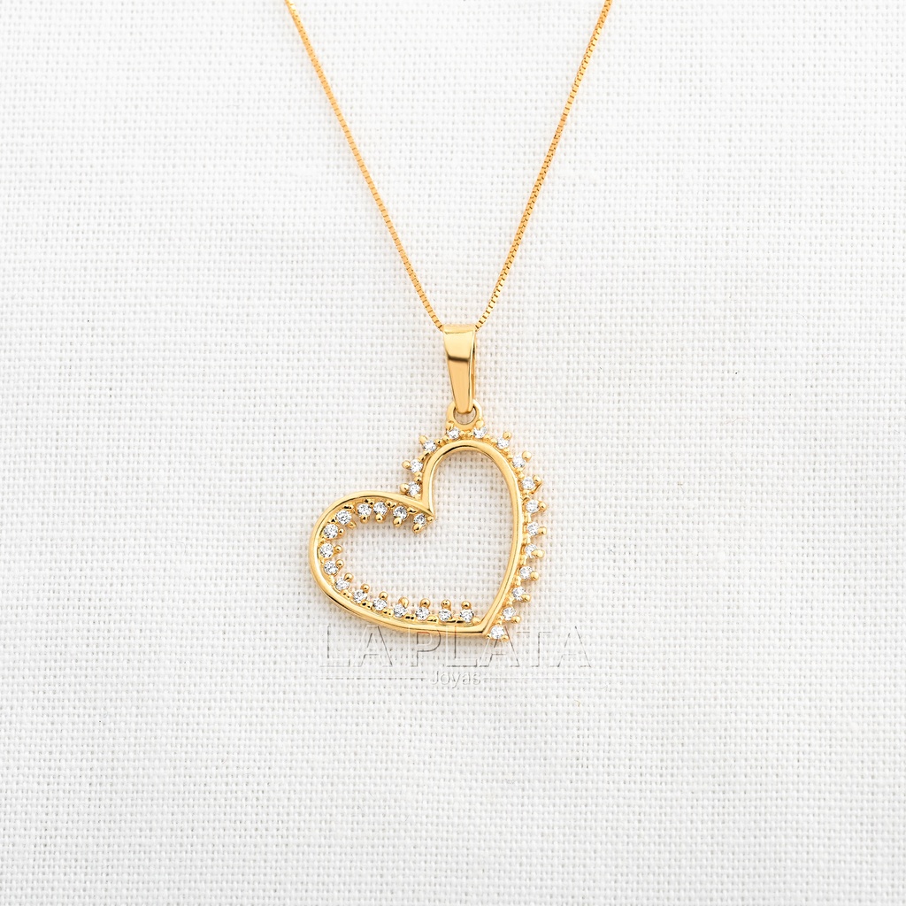 DIJE SILUETA DE CORAZON CIRCONADA