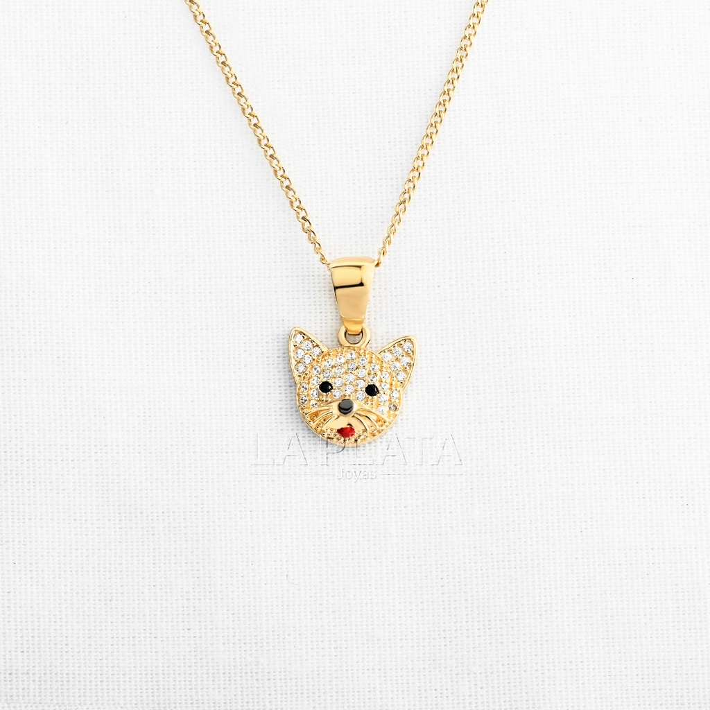 DIJE CARA DE GATO CIRCONADA