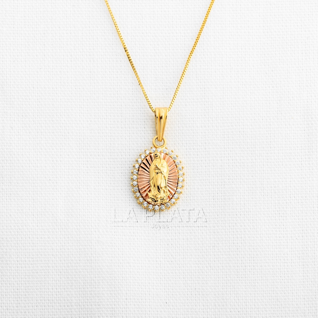 DIJE VIRGEN DE GUADALUPE CON DISEÑO CIRCONADO