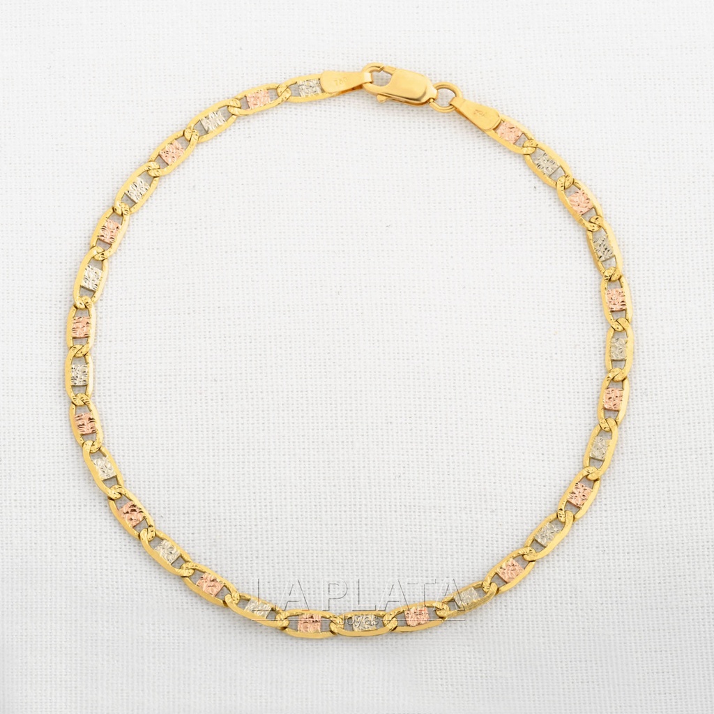 PULSERA ITALIANA TEJIDO PLANA 3 OROS