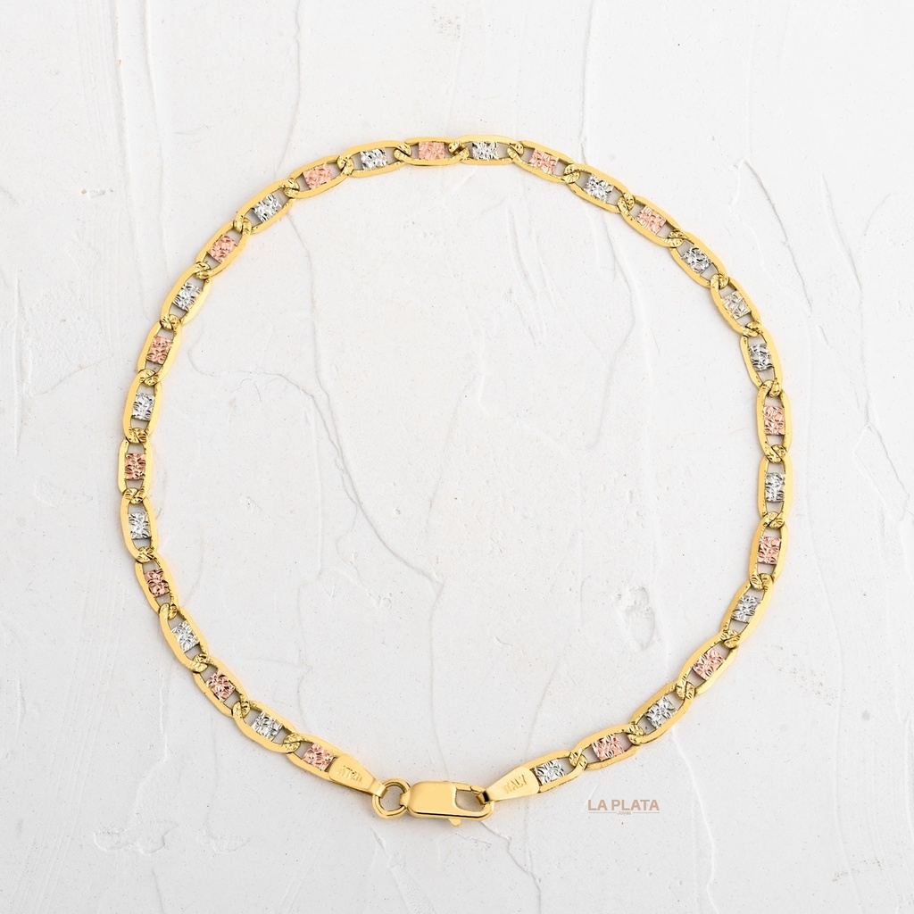 PULSERA ITALIANA TEJIDO PLANA 3 OROS