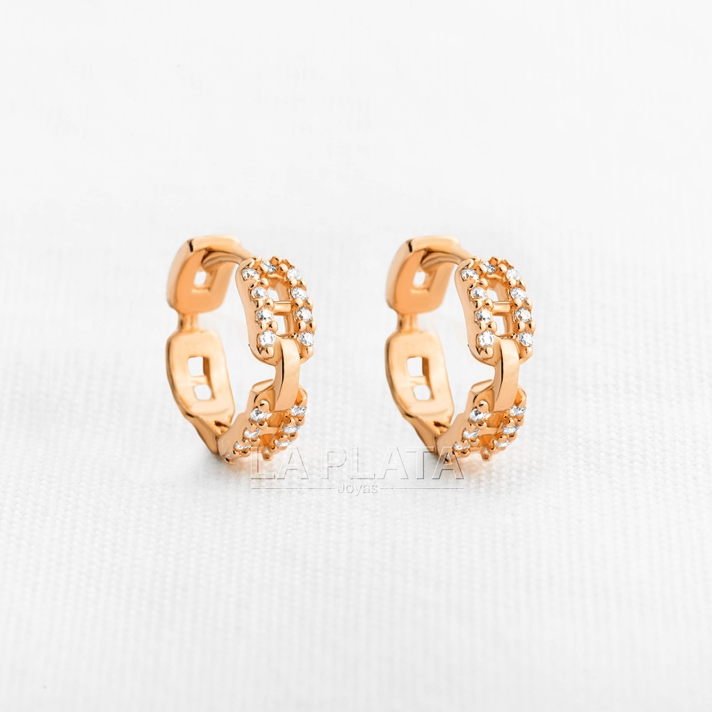 CANDONGAS ESLABON CIRCONADO ORO ROSA