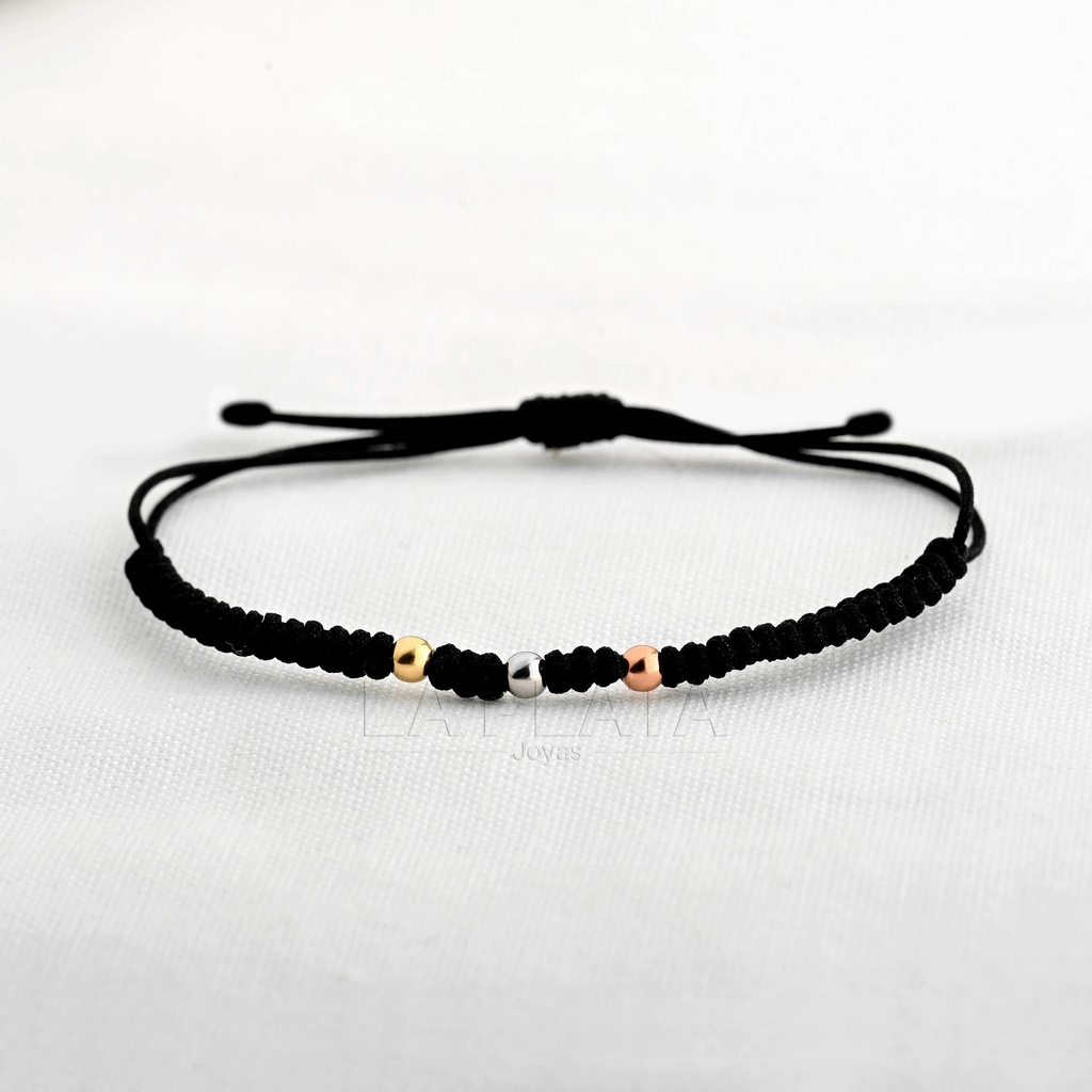PULSERA DE HILO CON BALINES 3 OROS