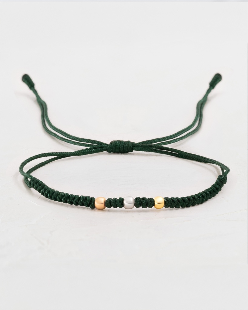 PULSERA DE HILO CON BALINES TRES OROS