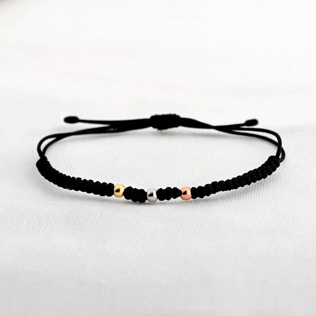 PULSERA DE HILO CON BALINES TRES OROS