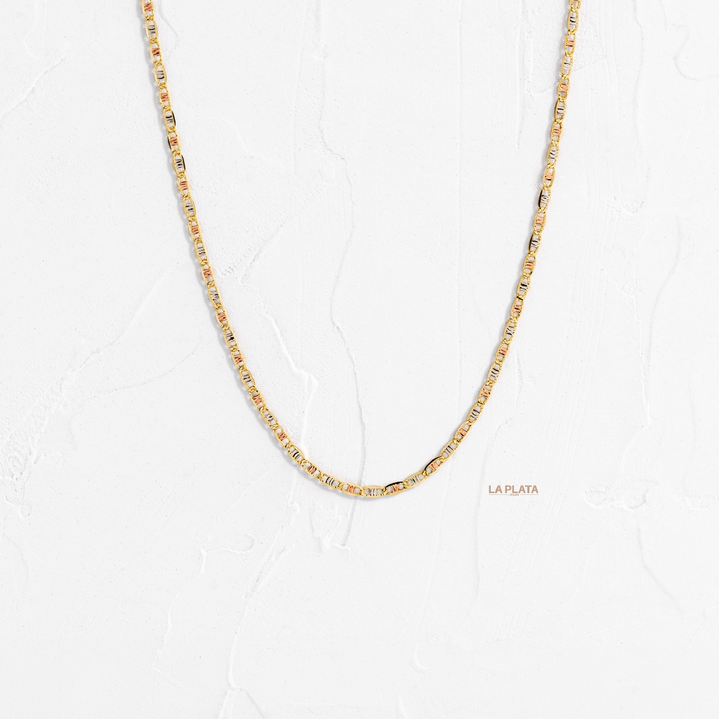 CADENA PLANA DIAMANTADA TRES OROS