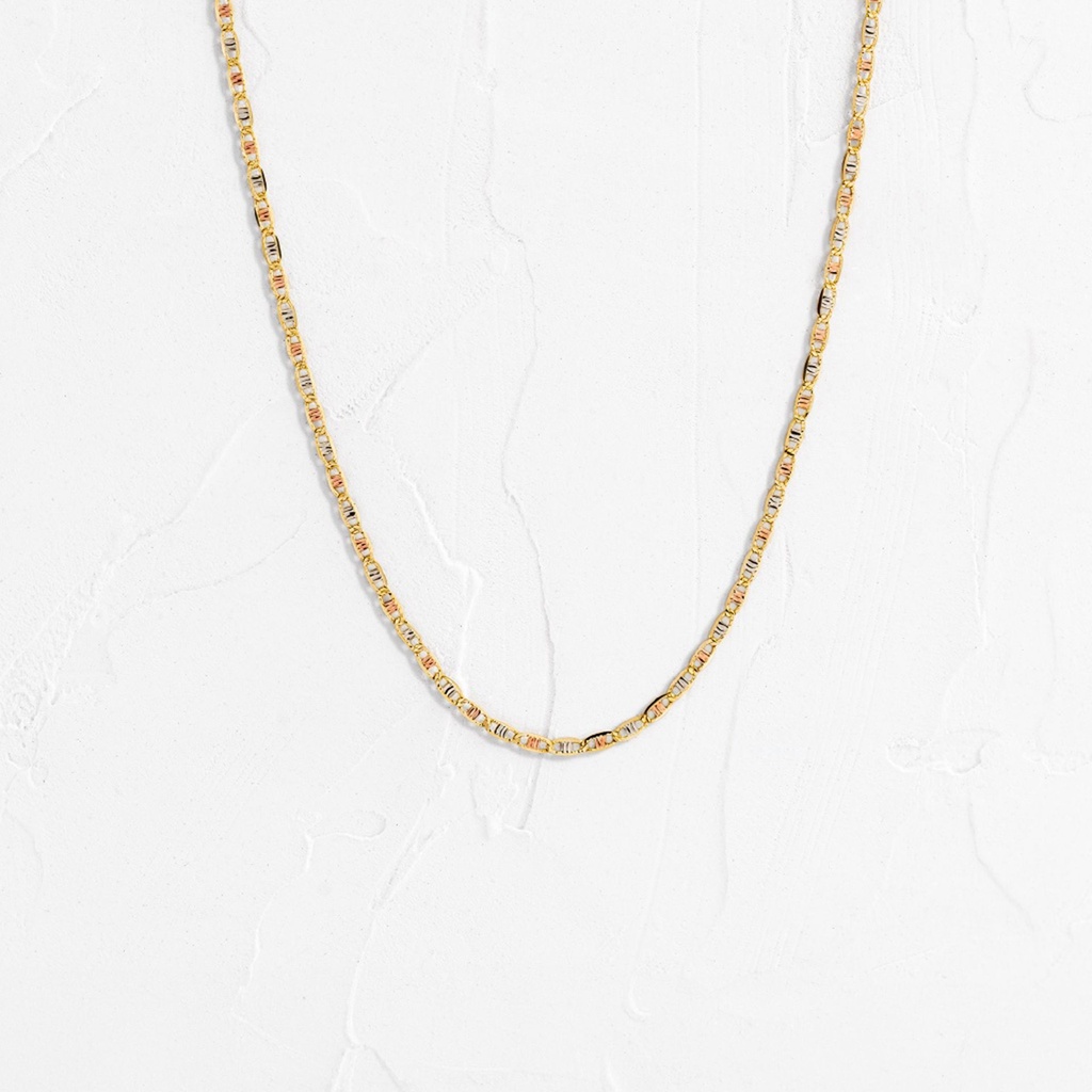 CADENA PLANA DIAMANTADA TRES OROS 40CM