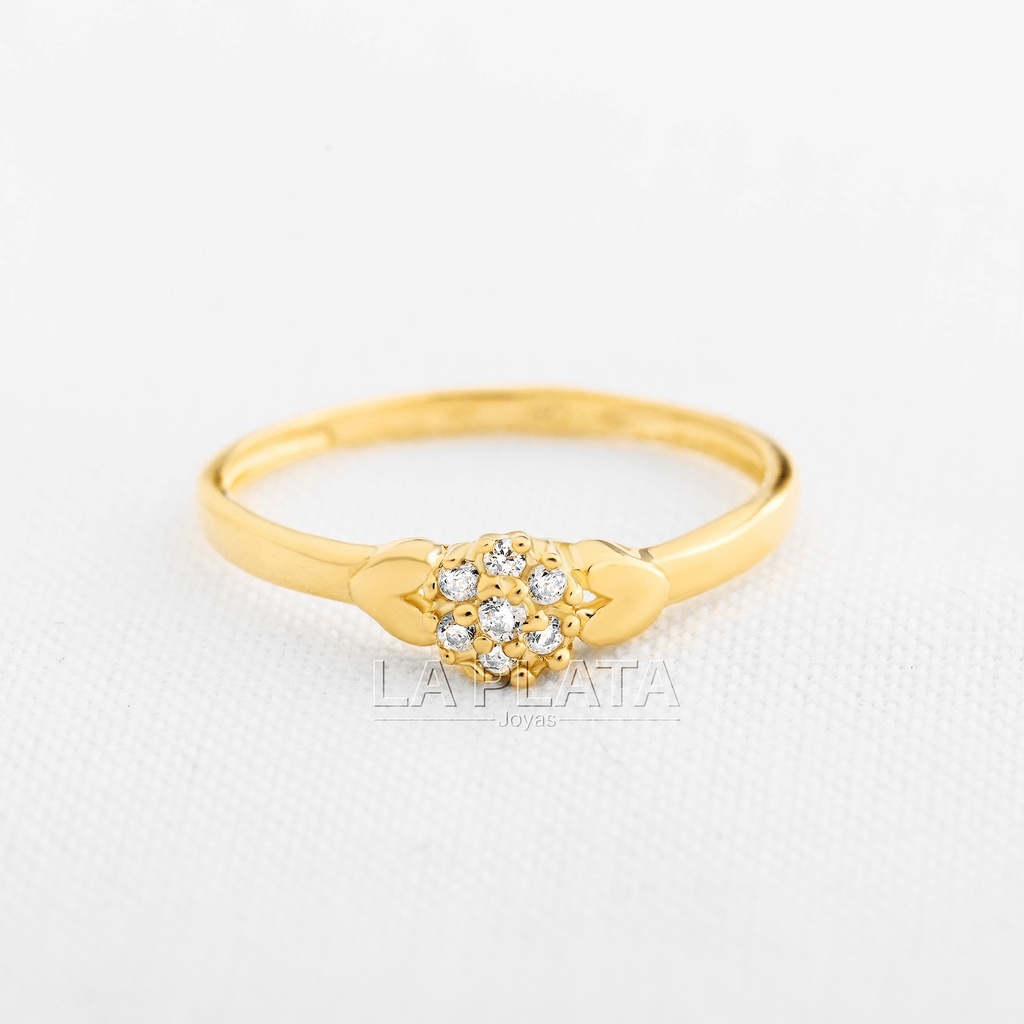 ANILLO FLOR EN RELIEVE CON CORAZON 