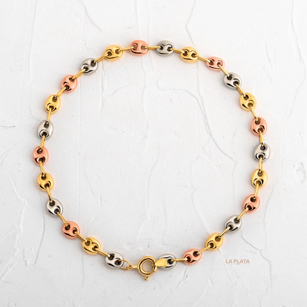 PULSERA ESLABON TRES OROS