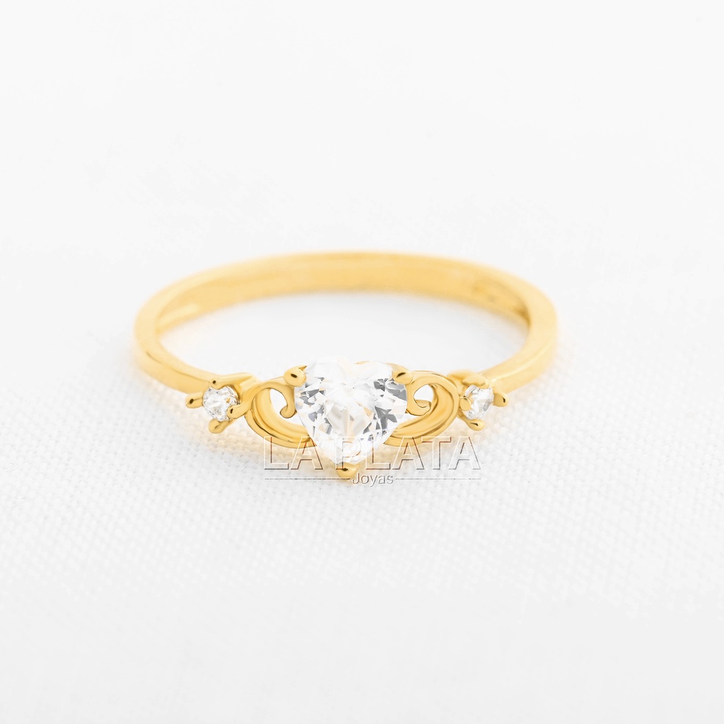 ANILLO CORAZON CON CIRCONES BLANCO  