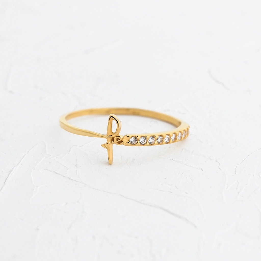 ANILLO FE CURSIVO CON CIRCÓN AL LADO 